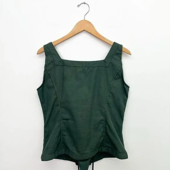 Mytholon Medieval Renaissance Dark Green Cotton Twill Lace Up Bodice - Picture 2 of 8